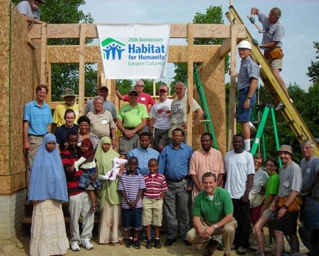 Team building a house for Habitat for Humanity
